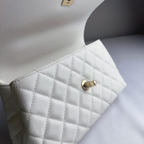 SOLD Chanel White Off White Coco Handle Caviar Bag w GHW 2024 - Picture 5 of 11